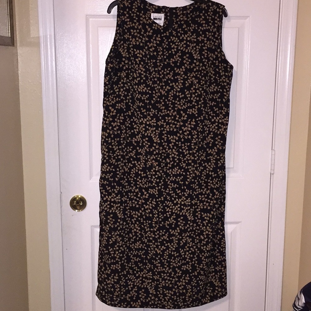 LESLIE FAY Dresses SS Blk pat w/brown Ivy 16Womans